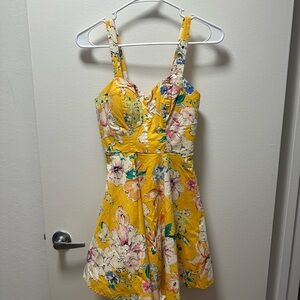 Woman’s Yellow floral mini fit-and-flare dress in XS